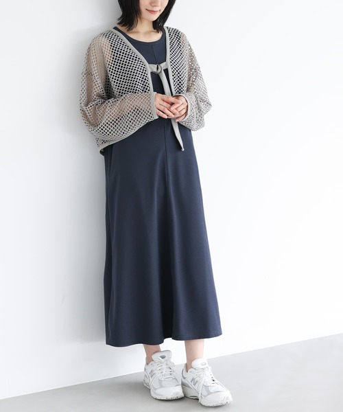 n'OrLABEL(ノアールレーベル)の「メッシュカーデ&カットソーワンピ2点セット(ワンピース・レディース・ブラック/ネイビー・2/1)」の3枚目の写真