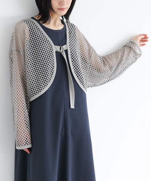 n'OrLABEL(ノアールレーベル)の「メッシュカーデ&カットソーワンピ2点セット(ワンピース・レディース・ブラック/ネイビー・2/1)」の4枚目の写真
