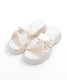 新品♡シフォンリボンストラップ付きヒールサンダル♡送料込み sugar nine サンダル シフォンリボンストラップ付きヒール