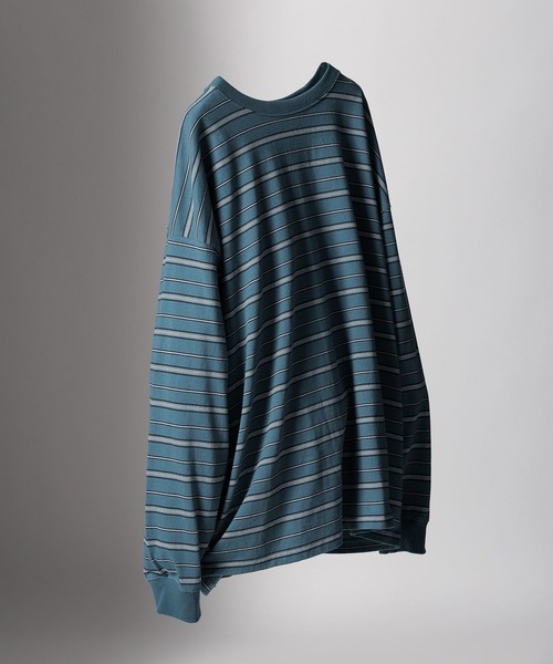 niko and...（ニコアンド）の「16oz USAコットンボーダーロンT（Tシャツ/カットソー・メンズ・イエロー/ブラウン/ブラック/オフホワイト/グレー/ブルー・MEDIUM/LARGE）」の6枚目の写真