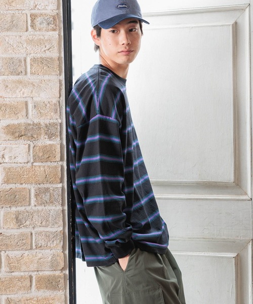 niko and...（ニコアンド）の「16oz USAコットンボーダーロンT（Tシャツ/カットソー・メンズ・イエロー/ブラウン/ブラック/オフホワイト/グレー/ブルー・MEDIUM/LARGE）」の19枚目の写真