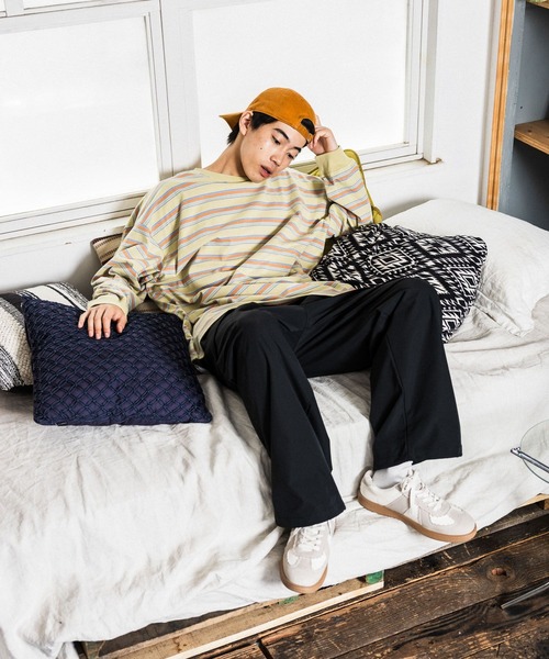 niko and...（ニコアンド）の「16oz USAコットンボーダーロンT（Tシャツ/カットソー・メンズ・イエロー/ブラウン/ブラック/オフホワイト/グレー/ブルー・MEDIUM/LARGE）」の17枚目の写真