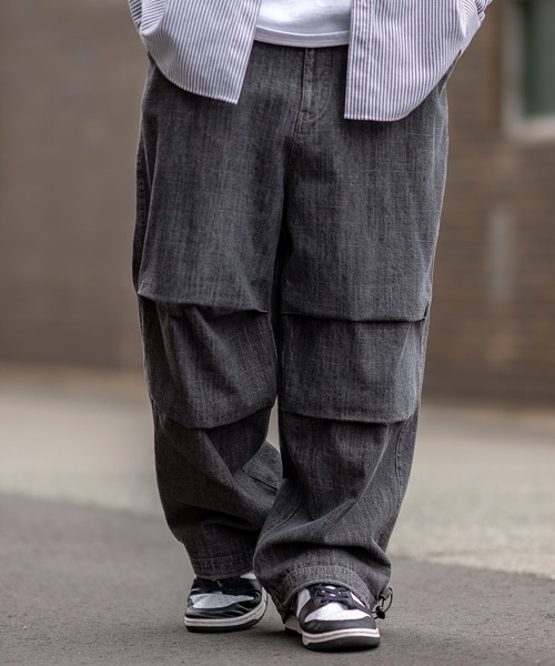 SIDEWAY STANCE(サイドウェイスタンス)の「【SIDEWAY STANCE】ワイド スラブ デニムパンツ(デニムパンツ・メンズ・ブラック/インディゴブルー/ブルー系/ブラック系・MEDIUM/LARGE)」の3枚目の写真