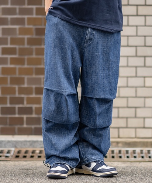 SIDEWAY STANCE(サイドウェイスタンス)の「【SIDEWAY STANCE】ワイド スラブ デニムパンツ(デニムパンツ・メンズ・ブラック/インディゴブルー/ブルー系/ブラック系・MEDIUM/LARGE)」の4枚目の写真