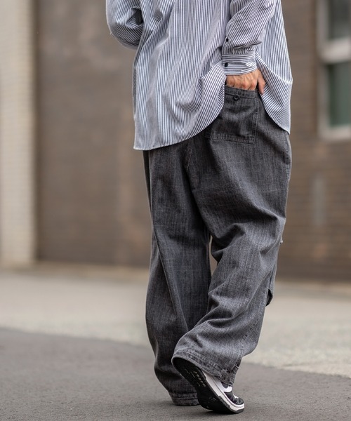 SIDEWAY STANCE(サイドウェイスタンス)の「【SIDEWAY STANCE】ワイド スラブ デニムパンツ(デニムパンツ・メンズ・ブラック/インディゴブルー/ブルー系/ブラック系・MEDIUM/LARGE)」の21枚目の写真