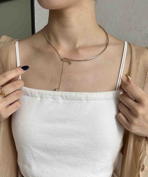 Thevon（ゼボン）の「【heilly/ヘイリー】変形Y字チョーカー（ネックレス・レディース・シルバー/ゴールド/ピンクゴールド/ライトグレー/グレー/イエロー・FREE）」の17枚目の写真