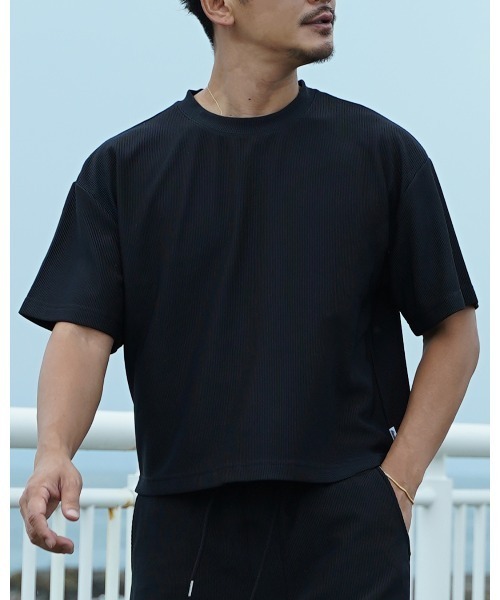 #Re:room(リルーム)の「プリーツショートレングスビッグTシャツ(Tシャツ/カットソー・メンズ・ブラック/カーキ/ネイビー/イエロー・S-M/M-L)」の2枚目の写真