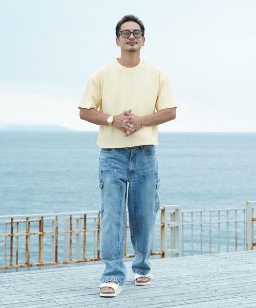 #Re:room(リルーム)の「プリーツショートレングスビッグTシャツ(Tシャツ/カットソー・メンズ・ブラック/カーキ/ネイビー/イエロー・S-M/M-L)」の5枚目の写真