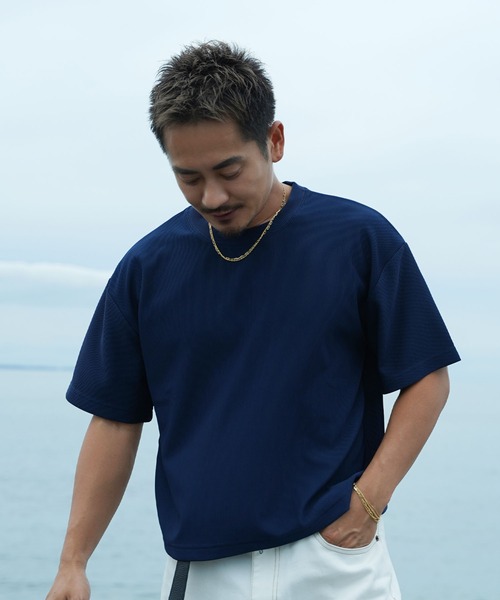#Re:room(リルーム)の「プリーツショートレングスビッグTシャツ(Tシャツ/カットソー・メンズ・ブラック/カーキ/ネイビー/イエロー・S-M/M-L)」の17枚目の写真