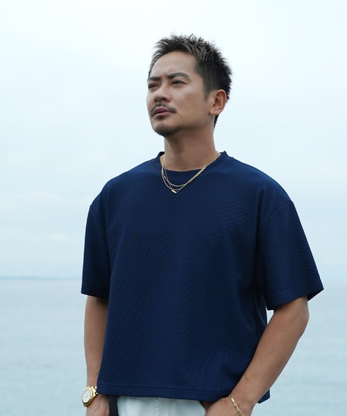 #Re:room(リルーム)の「プリーツショートレングスビッグTシャツ(Tシャツ/カットソー・メンズ・ブラック/カーキ/ネイビー/イエロー・S-M/M-L)」の16枚目の写真