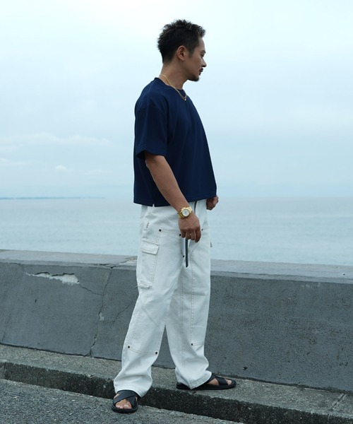 #Re:room(リルーム)の「プリーツショートレングスビッグTシャツ(Tシャツ/カットソー・メンズ・ブラック/カーキ/ネイビー/イエロー・S-M/M-L)」の13枚目の写真