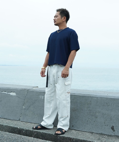 #Re:room(リルーム)の「プリーツショートレングスビッグTシャツ(Tシャツ/カットソー・メンズ・ブラック/カーキ/ネイビー/イエロー・S-M/M-L)」の12枚目の写真