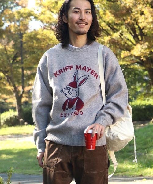 KRIFF MAYER(クリフメイヤー)の「もちのびニット(ラビット)(ニット/セーター・メンズ・ナチュラル/グレー/チャコール/オレンジ/ネイビー/グリーン・MEDIUM/LARGE/X-LARGE)」の2枚目の写真