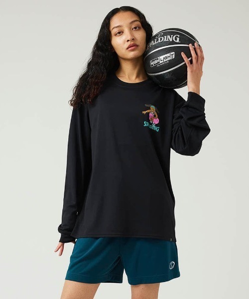 【SPALDING/スポルディング】ロングスリーブ Tシャツ ビーグル レッツ プレイ フープス/UVカット吸水速乾（Tシャツ/カットソー）｜SPALDING（スポルディング）Tシャツ/カットソー
