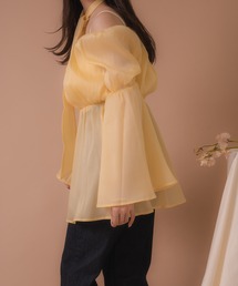 mideal シフォン オフショルダーブラウス アイボリー セール】chiffon off shoulder blouse / シフォンオフショルダー