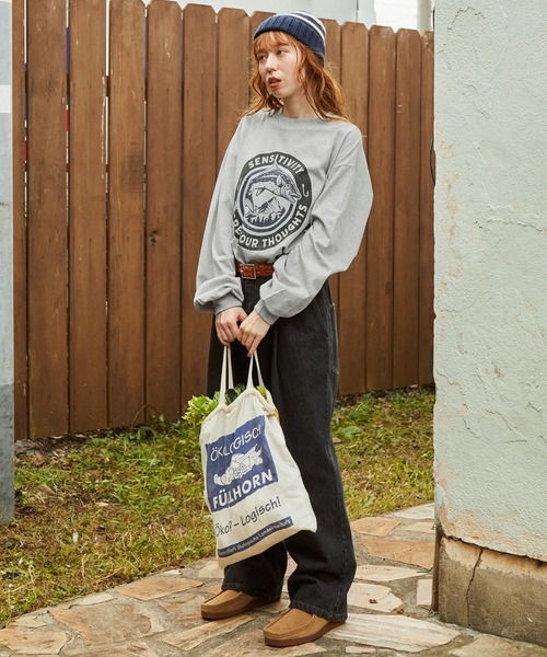 シック 長袖シャツ ペイントプリント ゆったり KOBE LETTUCE Tシャツ 長袖 ロンT レディース カットソー