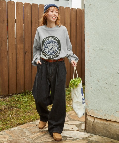 MONO-MART LADY'S(モノマートレディース)の「ヴィンテージライク フィッシュ グラフィックプリント オーバーサイズ 長袖Tシャツ(Tシャツ/カットソー・レディース・杢グレー/ホワイト系/ホワイト系1/オートミール・FREE)」の22枚目の写真