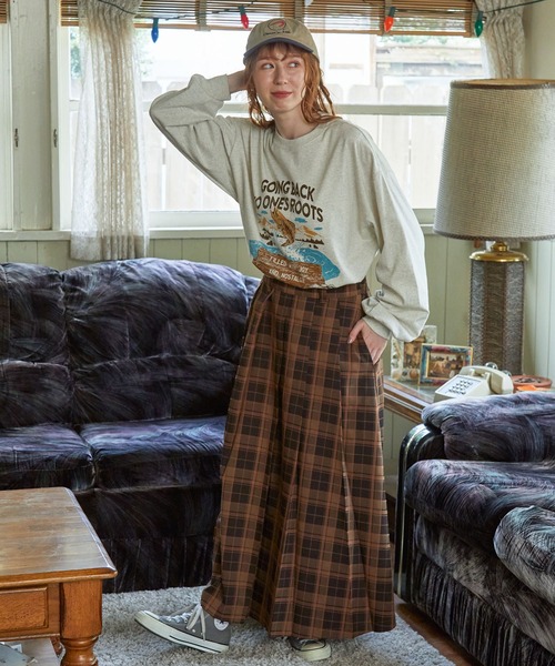 MONO-MART LADY'S(モノマートレディース)の「ヴィンテージライク フィッシュ グラフィックプリント オーバーサイズ 長袖Tシャツ(Tシャツ/カットソー・レディース・杢グレー/ホワイト系/ホワイト系1/オートミール・FREE)」の6枚目の写真