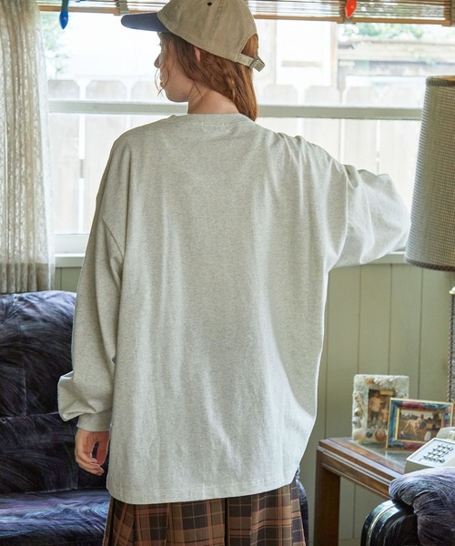 MONO-MART LADY'S(モノマートレディース)の「ヴィンテージライク フィッシュ グラフィックプリント オーバーサイズ 長袖Tシャツ(Tシャツ/カットソー・レディース・杢グレー/ホワイト系/ホワイト系1/オートミール・FREE)」の9枚目の写真
