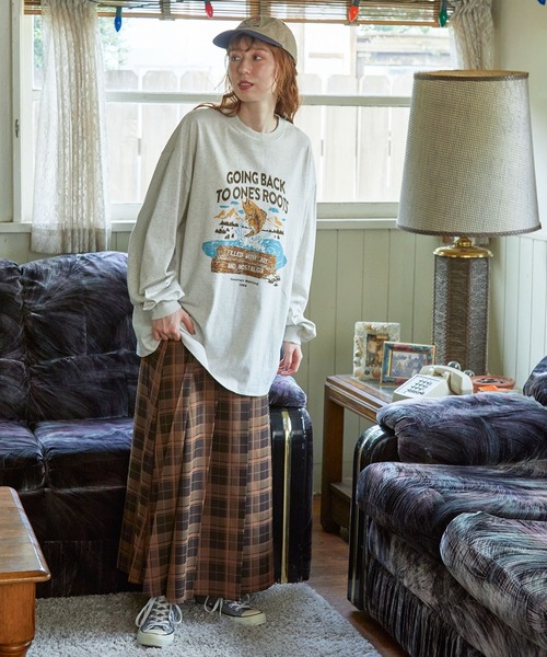 MONO-MART LADY'S(モノマートレディース)の「ヴィンテージライク フィッシュ グラフィックプリント オーバーサイズ 長袖Tシャツ(Tシャツ/カットソー・レディース・杢グレー/ホワイト系/ホワイト系1/オートミール・FREE)」の10枚目の写真