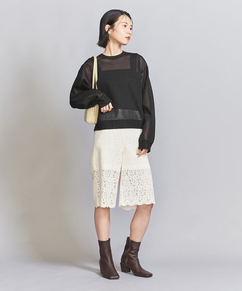 BEAUTY&YOUTH ナイロン ブライトシアー クルーネック ニット BEAUTY&YOUTH UNITED ARROWS（ビューティーアンドユース