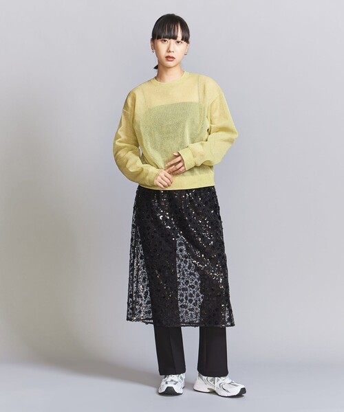 BEAUTY&YOUTH ナイロン ブライトシアー クルーネック ニット BEAUTY&YOUTH UNITED ARROWS（ビューティーアンドユース