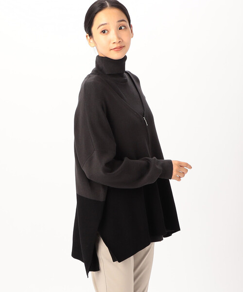 セール】バイカラー ポンチョ ジップカーディガン（カーディガン