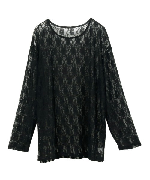 Rejoule(リジュール)の「レース長袖シアートップス(Tシャツ/カットソー・レディース・オフホワイト/ブラック・FREE)」の12枚目の写真