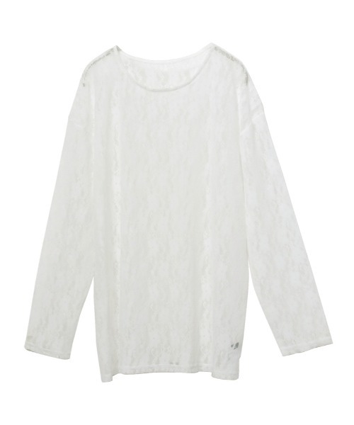 Rejoule(リジュール)の「レース長袖シアートップス(Tシャツ/カットソー・レディース・オフホワイト/ブラック・FREE)」の11枚目の写真