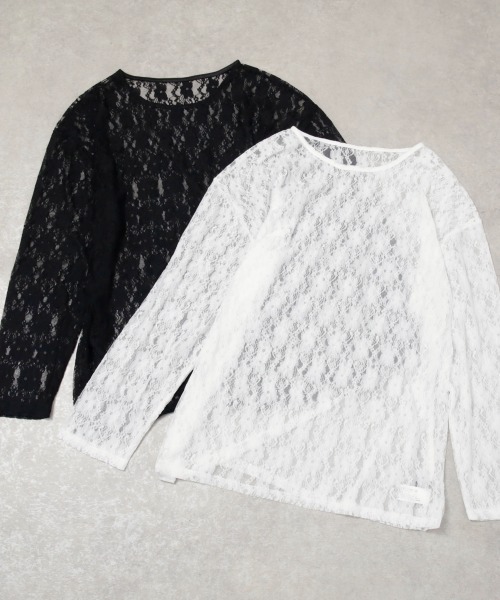 Rejoule(リジュール)の「レース長袖シアートップス(Tシャツ/カットソー・レディース・オフホワイト/ブラック・FREE)」の13枚目の写真