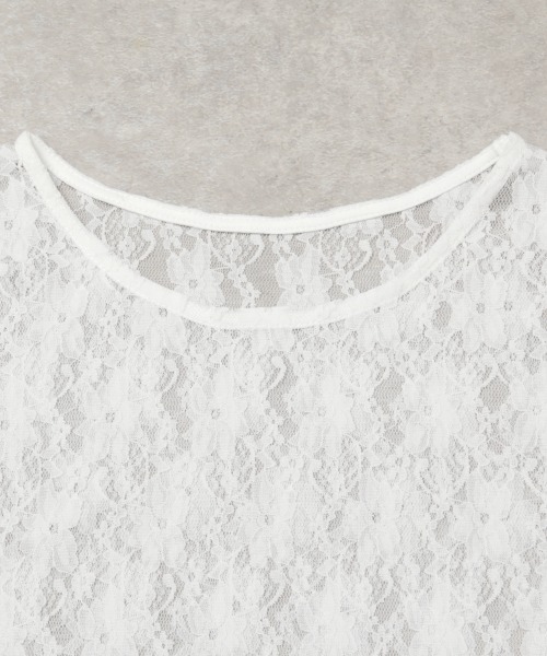 Rejoule(リジュール)の「レース長袖シアートップス(Tシャツ/カットソー・レディース・オフホワイト/ブラック・FREE)」の16枚目の写真