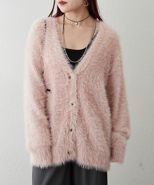 Remind me and forever（リマインドミーアンドフォーエバー）の「シャギーカーディガン（カーディガン/ボレロ・レディース・アイボリー/ピンク/グレー/チャコール・FREE）」の4枚目の写真