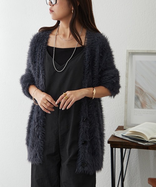 Remind me and forever（リマインドミーアンドフォーエバー）の「シャギーカーディガン（カーディガン/ボレロ・レディース・アイボリー/ピンク/グレー/チャコール・FREE）」の3枚目の写真