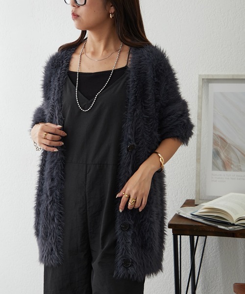 Remind me and forever（リマインドミーアンドフォーエバー）の「シャギーカーディガン（カーディガン/ボレロ・レディース・アイボリー/ピンク/グレー/チャコール・FREE）」の12枚目の写真