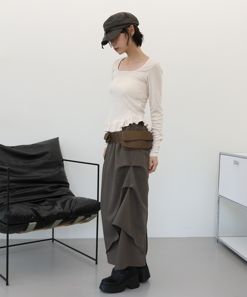 UNE MANSION（ユヌマンション）の「【ストリングで自由にアレンジ可能】リボンハンチングベレー帽（ハンチング/ベレー帽・レディース・アイボリー/ブラック/チャコール・ONE SIZE）」の8枚目の写真