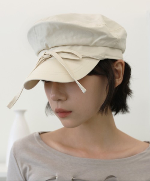 UNE MANSION（ユヌマンション）の「【ストリングで自由にアレンジ可能】リボンハンチングベレー帽（ハンチング/ベレー帽・レディース・アイボリー/ブラック/チャコール・ONE SIZE）」の13枚目の写真