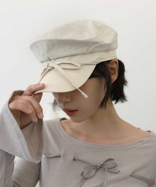 UNE MANSION（ユヌマンション）の「【ストリングで自由にアレンジ可能】リボンハンチングベレー帽（ハンチング/ベレー帽・レディース・アイボリー/ブラック/チャコール・ONE SIZE）」の14枚目の写真
