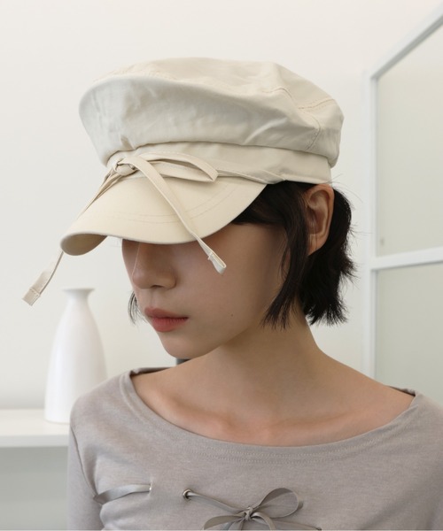 UNE MANSION（ユヌマンション）の「【ストリングで自由にアレンジ可能】リボンハンチングベレー帽（ハンチング/ベレー帽・レディース・アイボリー/ブラック/チャコール・ONE SIZE）」の18枚目の写真