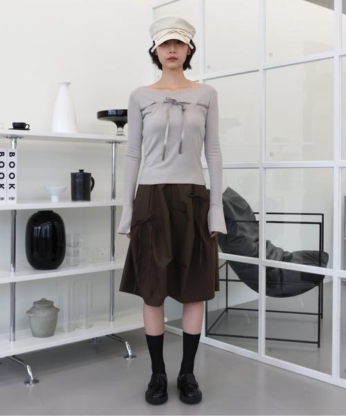 UNE MANSION（ユヌマンション）の「【ストリングで自由にアレンジ可能】リボンハンチングベレー帽（ハンチング/ベレー帽・レディース・アイボリー/ブラック/チャコール・ONE SIZE）」の20枚目の写真