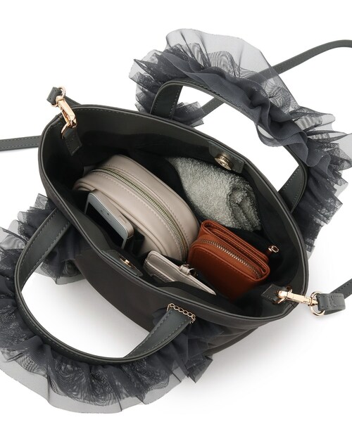 index（インデックス）の「2WAYフリルショルダーバッグ（ショルダーバッグ・レディース・ブラック/ベージュ系その他7/チャコールグレー・00）」の21枚目の写真