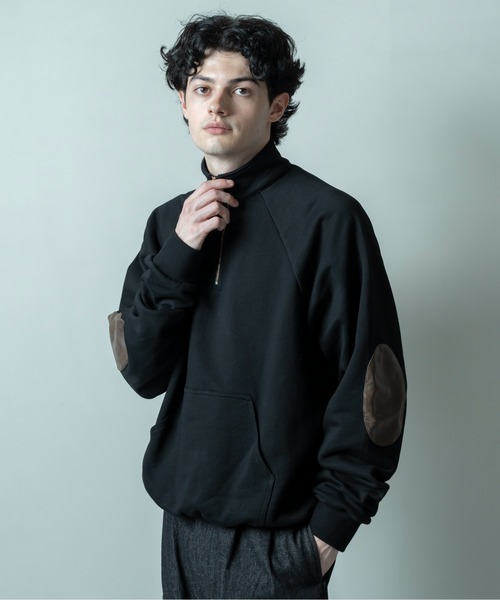 セール】ELBOW PATCH HALF-ZIP SWEATSHIRT / エルボーパッチハーフ