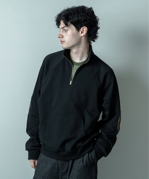 セール】ELBOW PATCH HALF-ZIP SWEATSHIRT / エルボーパッチハーフ