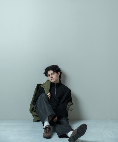 Be.Nection(ビネクション)の「ELBOW PATCH HALF-ZIP SWEATSHIRT / エルボーパッチハーフジップスウェット(スウェット・メンズ・グレー/ブラック・MEDIUM/LARGE)」の3枚目の写真