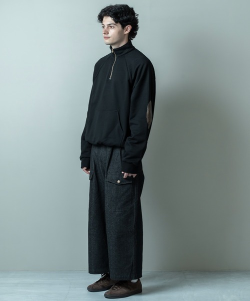 セール】ELBOW PATCH HALF-ZIP SWEATSHIRT / エルボーパッチハーフ