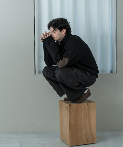 Be.Nection(ビネクション)の「ELBOW PATCH HALF-ZIP SWEATSHIRT / エルボーパッチハーフジップスウェット(スウェット・メンズ・グレー/ブラック・MEDIUM/LARGE)」の5枚目の写真
