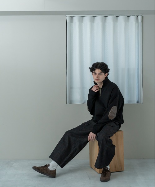 Be.Nection(ビネクション)の「ELBOW PATCH HALF-ZIP SWEATSHIRT / エルボーパッチハーフジップスウェット(スウェット・メンズ・グレー/ブラック・MEDIUM/LARGE)」の8枚目の写真