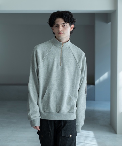 セール】ELBOW PATCH HALF-ZIP SWEATSHIRT / エルボーパッチハーフ