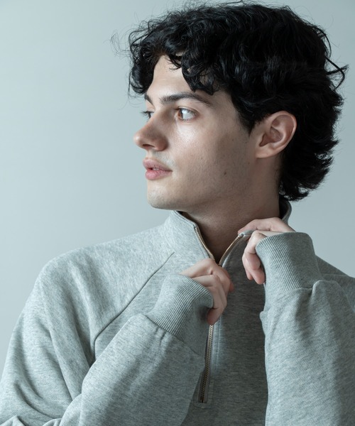 Be.Nection(ビネクション)の「ELBOW PATCH HALF-ZIP SWEATSHIRT / エルボーパッチハーフジップスウェット(スウェット・メンズ・グレー/ブラック・MEDIUM/LARGE)」の17枚目の写真