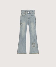 パンツ LA POMME petit Vintage Flower Denim LA POMME petit（ラポミ・プチ）の「Vintage Flower Print Denim