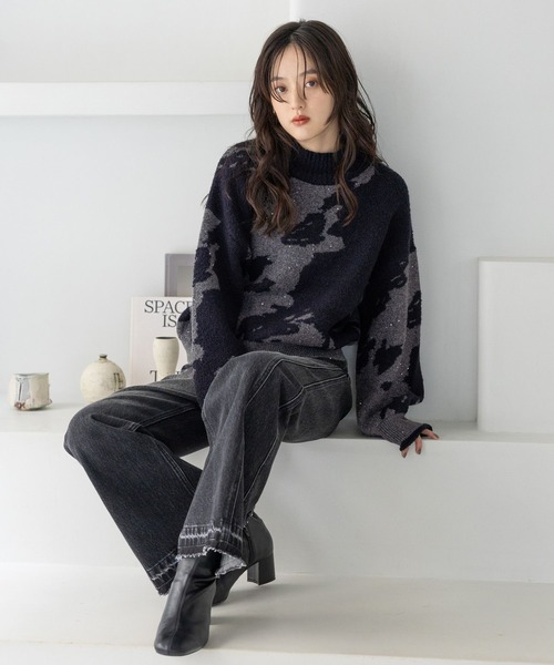 RAGEBLUE（レイジブルー）の「ヴィンテージライク/サイド切り替えフレアデニム（デニムパンツ・レディース・ブラック/ブルー・MEDIUM/SMALL）」の5枚目の写真